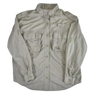 Cabela’s Guidewear olive/tan vented fishing long sleeve shirt - Medium - Regular